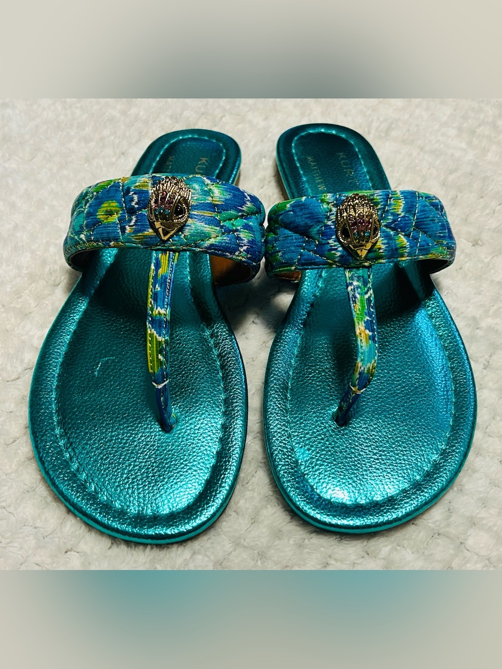 Kurt Geiger London x Matthew Williamson Kensington T-bar sandals Turquoise